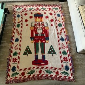 NWOT Nutcracker Woven Fringed Throw